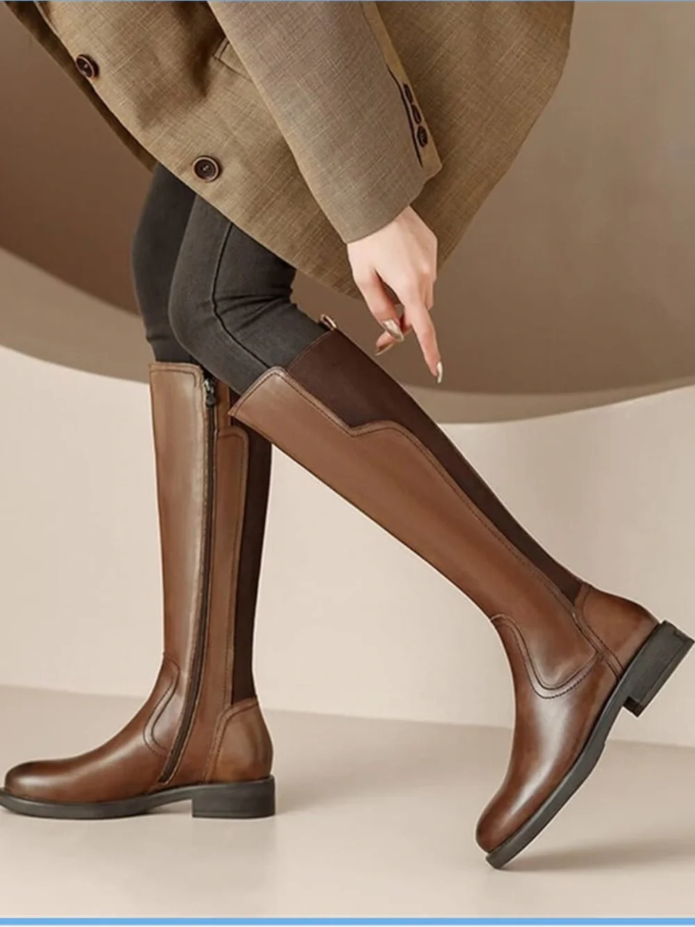 Tall Brown Riding Boots, Size: 9